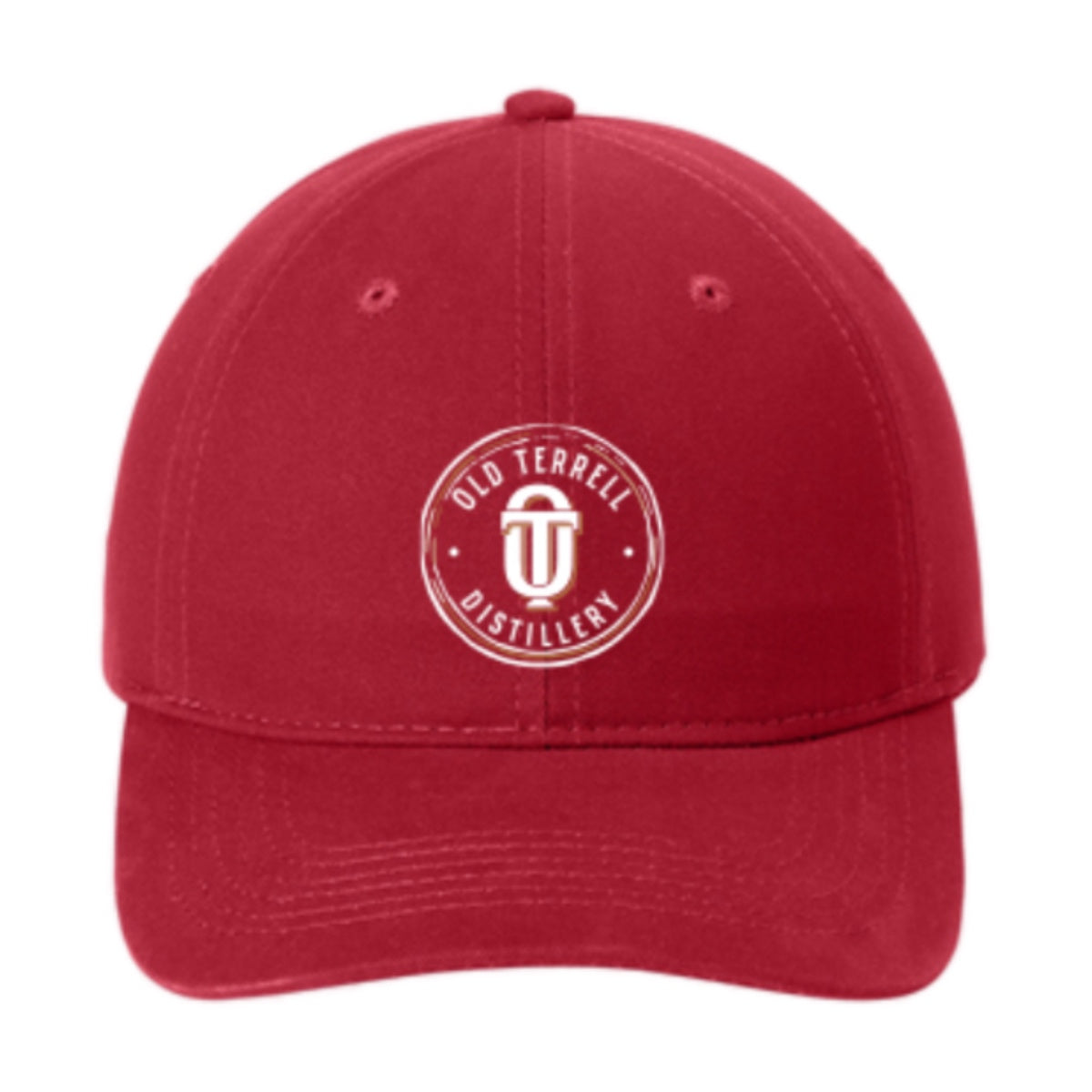 Old Terrell logo embroidered on a red unstructured low-profile cap